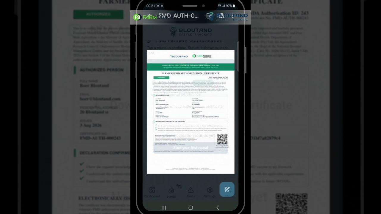 Boere, as jy wil registreer om authorisation te kry om jou diere te ent, doen dit deur Bloutand.